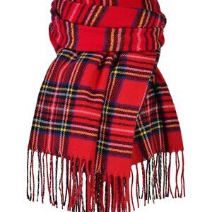 Beonon Women's Winter Scarf Scottish Checked Cashmere Feel Christmas Red New